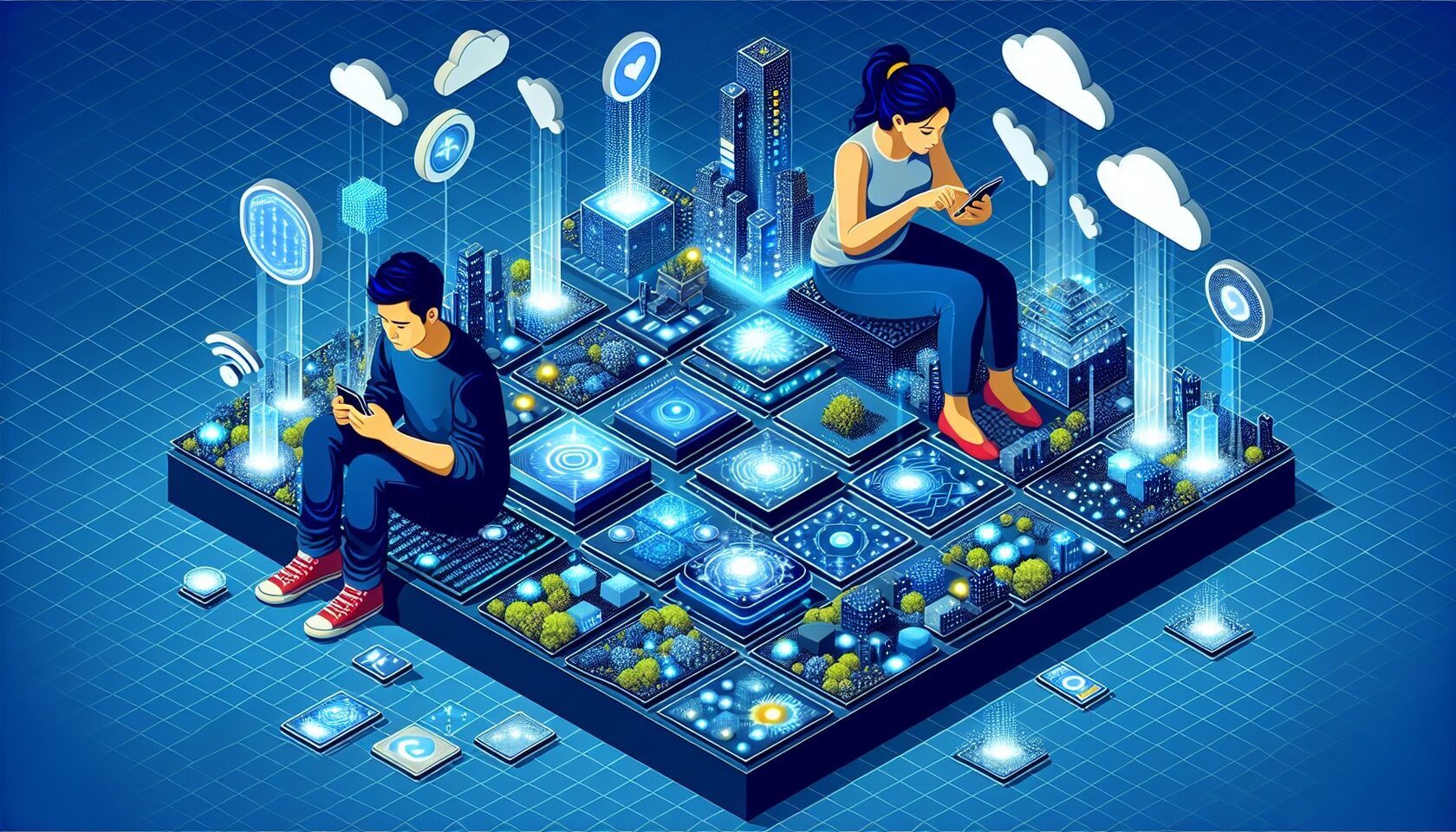 Dynamic digital illustration of an event-driven oracle activating a DeFi smart contract on-chain with blockchain triggers and real-time data flow